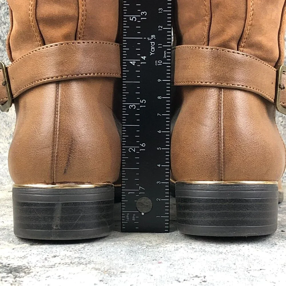 Jasmin Women's Size 6.5M Satisfy Brown Faux Leather Side Zip Over The Knee Boots